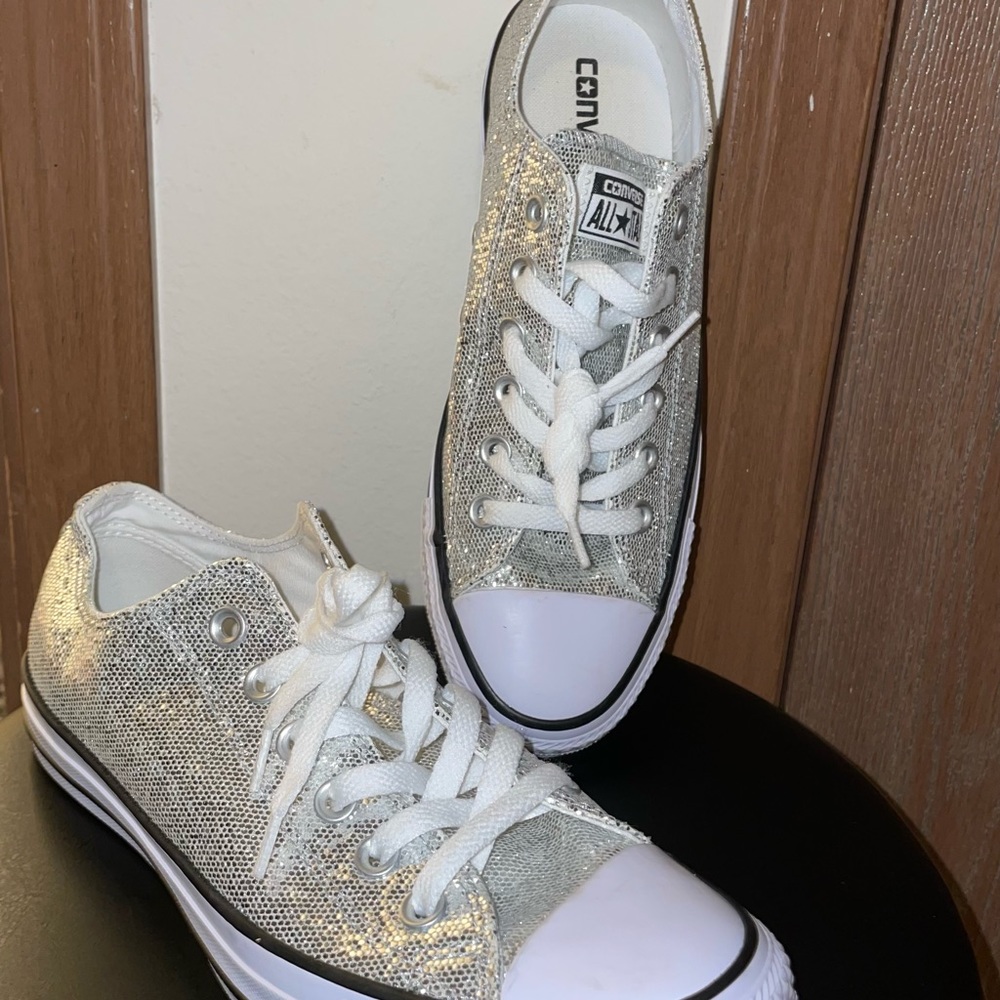 Converse Silver Glitter Chuck Taylor Low Top